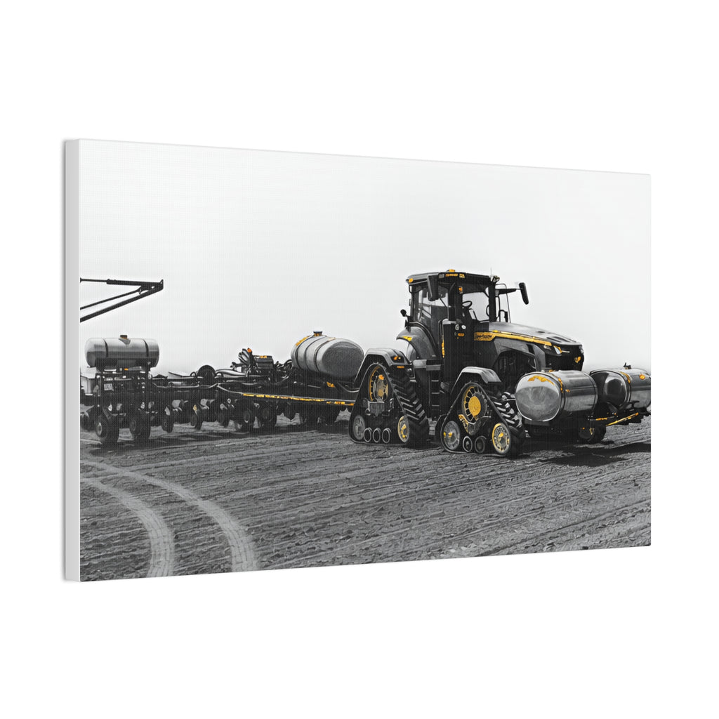 Agricultural Tractor Canvas Print – Black & White Farm Machinery Wall Art