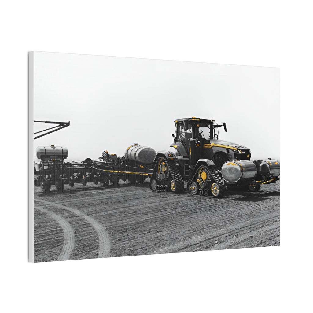 Agricultural Tractor Canvas Print – Black & White Farm Machinery Wall Art