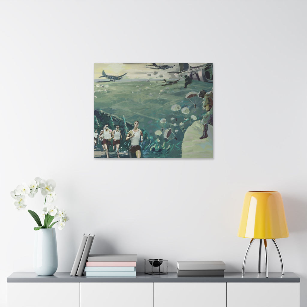Leinwandbild "Vintage Fallschirmspringer" – WWII Airborne Wandbild