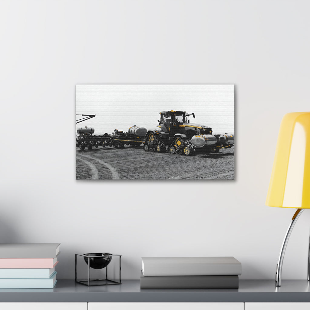 Agricultural Tractor Canvas Print – Black & White Farm Machinery Wall Art