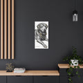 Labrador Portrait Canvas Print — Black & White Dog Art with Gold Accents