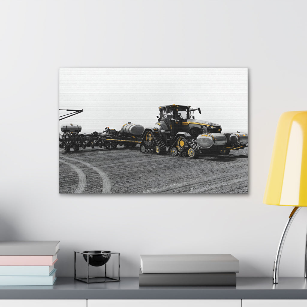 Agricultural Tractor Canvas Print – Black & White Farm Machinery Wall Art