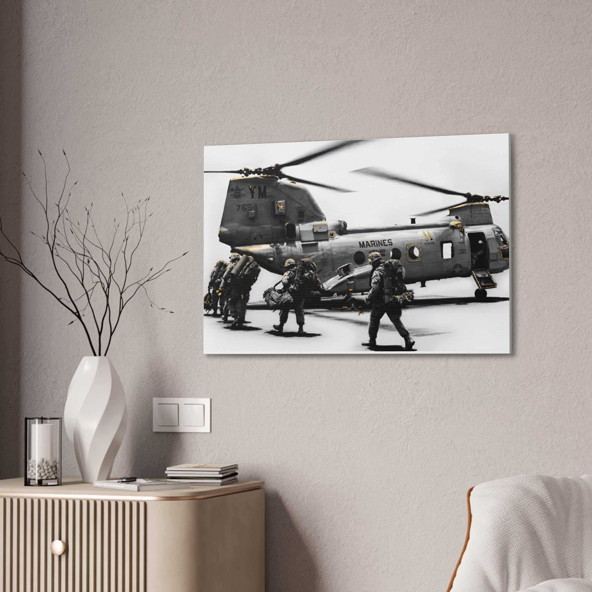 Marine CH-47 Chinook Troop Helicopter Canvas Print