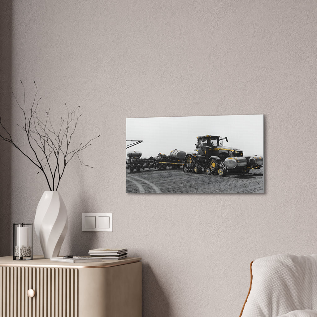 Agricultural Tractor Canvas Print – Black & White Farm Machinery Wall Art