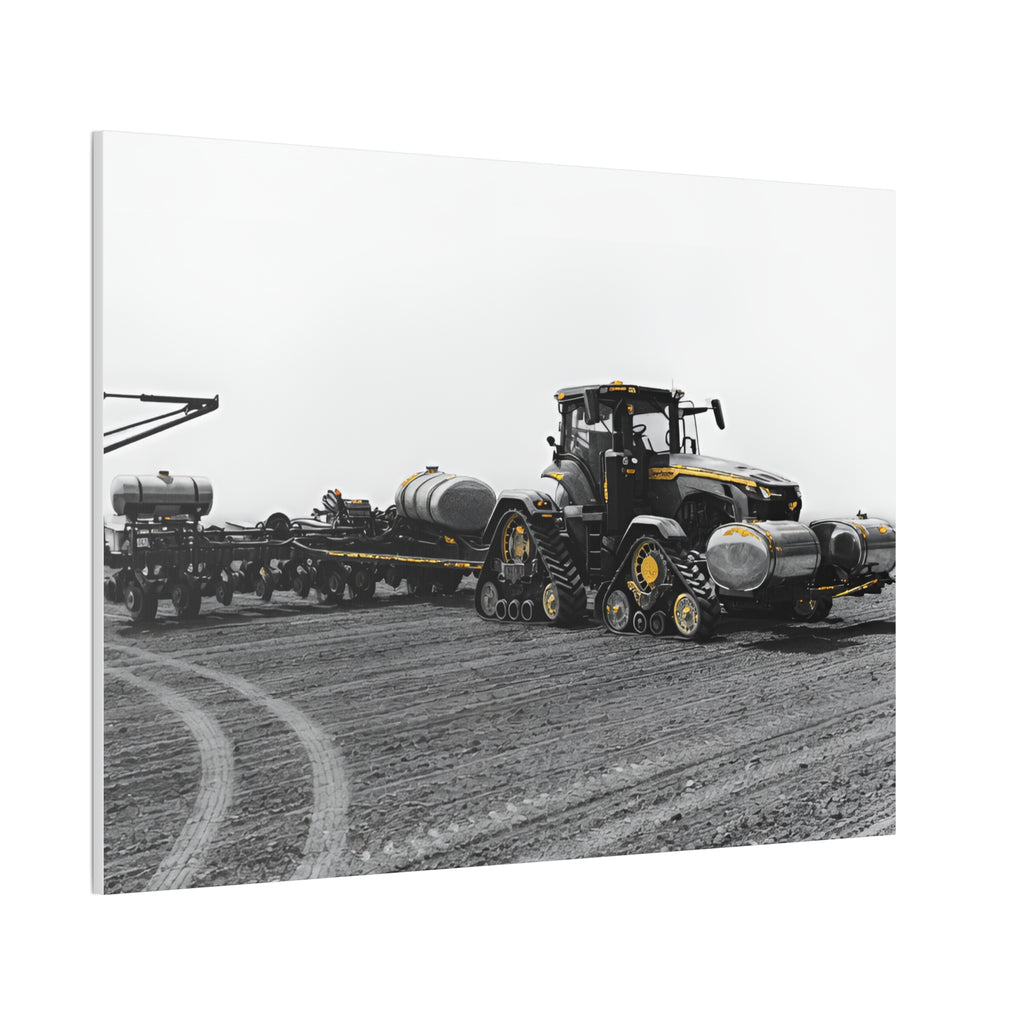 Agricultural Tractor Canvas Print – Black & White Farm Machinery Wall Art