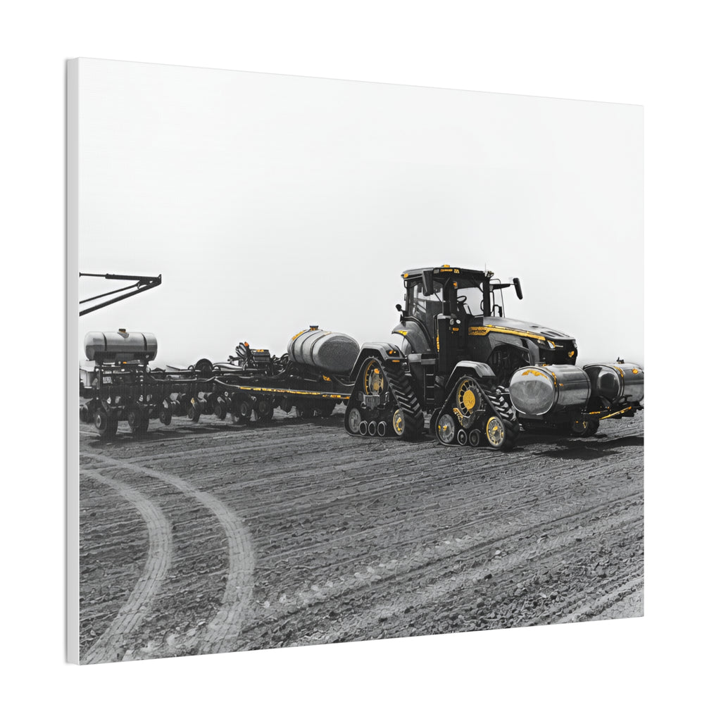 Agricultural Tractor Canvas Print – Black & White Farm Machinery Wall Art