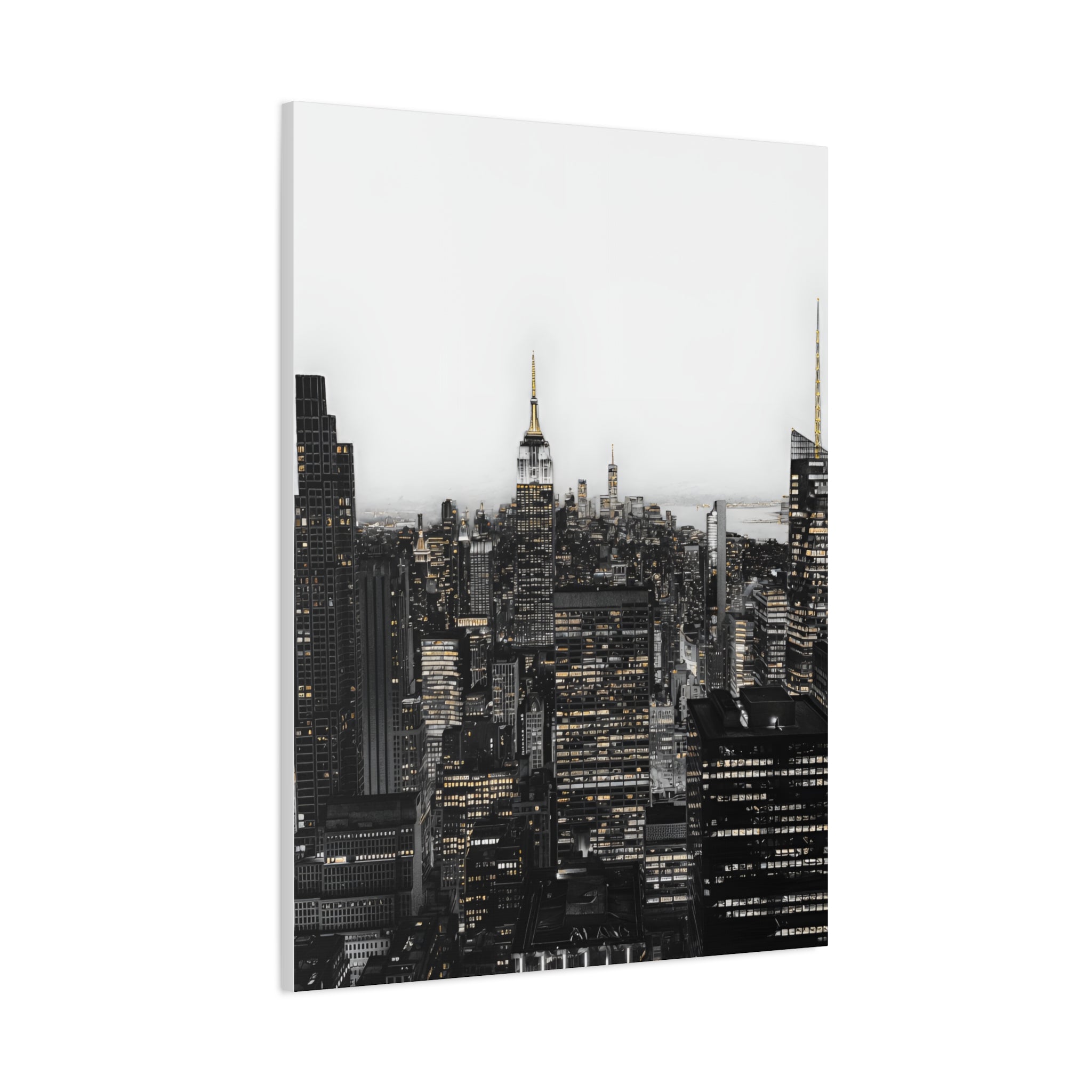 Matte Stretched Canvas Print — Black & White New York City Skyline