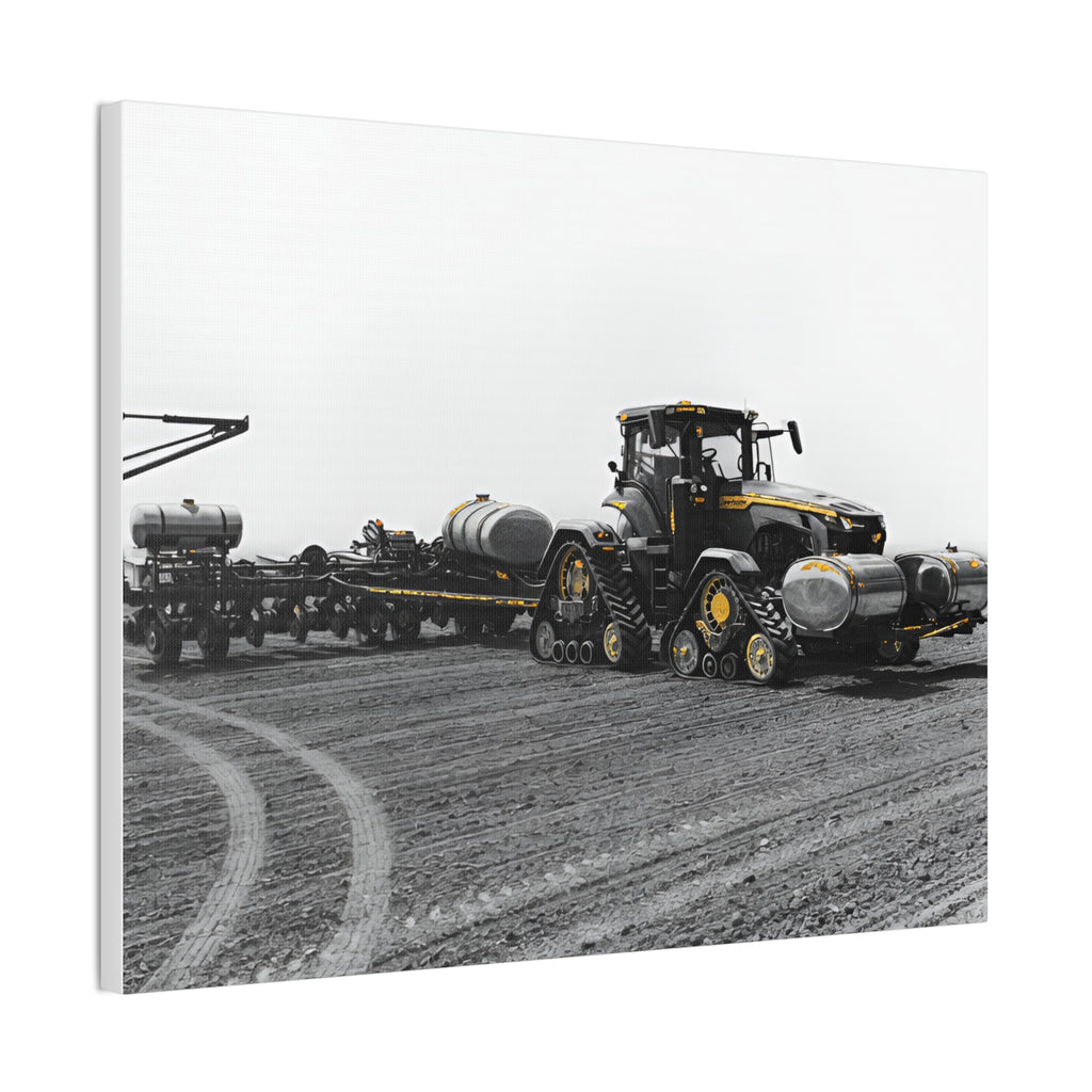 Agricultural Tractor Canvas Print – Black & White Farm Machinery Wall Art