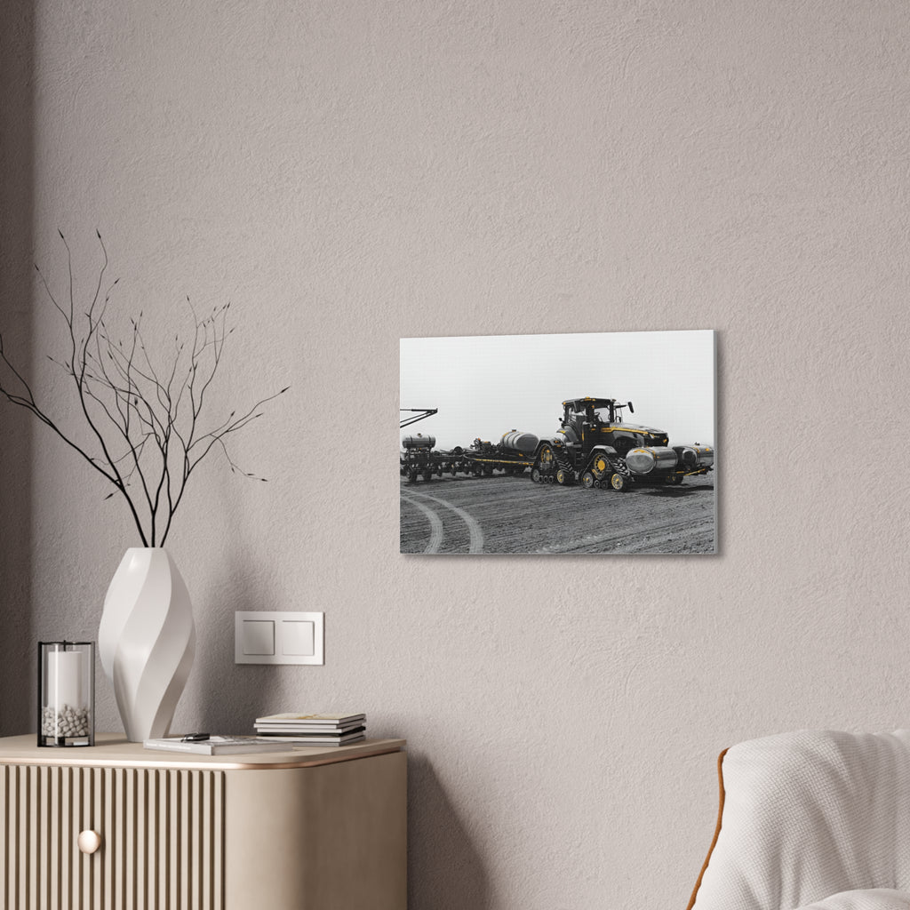 Agricultural Tractor Canvas Print – Black & White Farm Machinery Wall Art