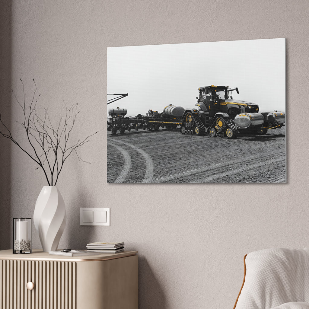 Agricultural Tractor Canvas Print – Black & White Farm Machinery Wall Art