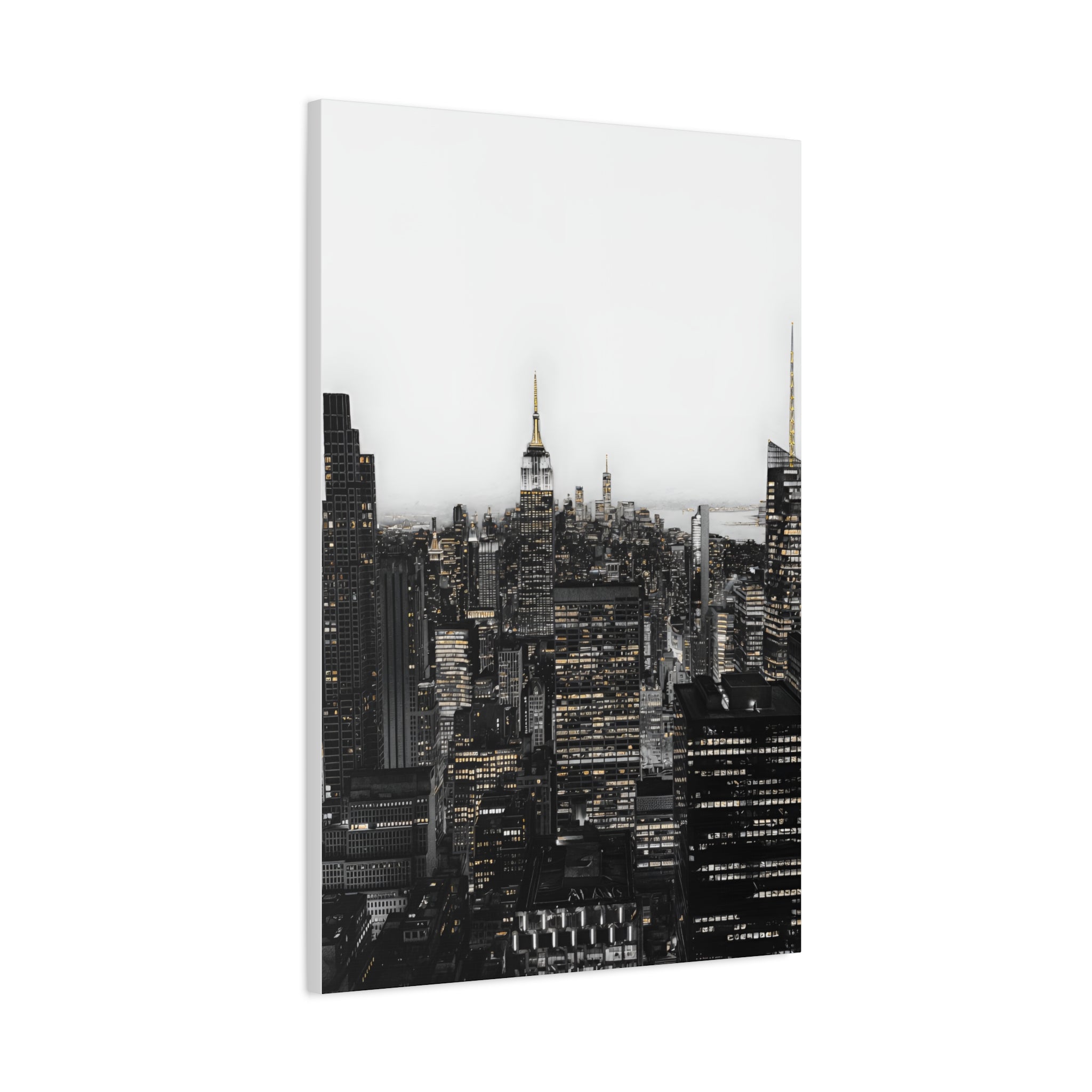 Matte Stretched Canvas Print — Black & White New York City Skyline