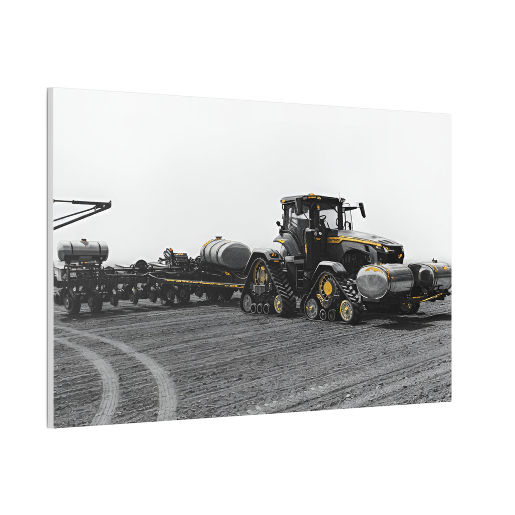 Agricultural Tractor Canvas Print – Black & White Farm Machinery Wall Art