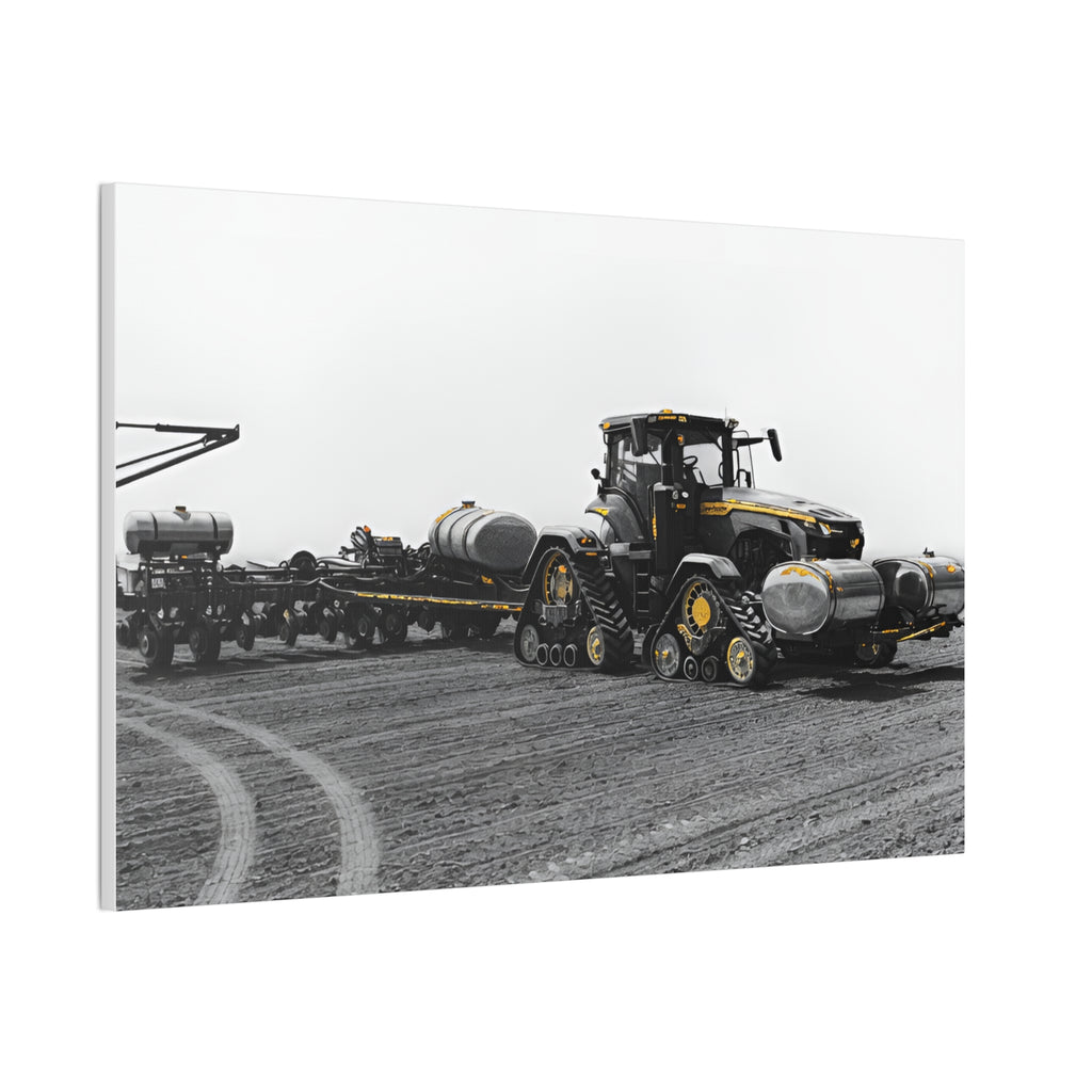 Agricultural Tractor Canvas Print – Black & White Farm Machinery Wall Art