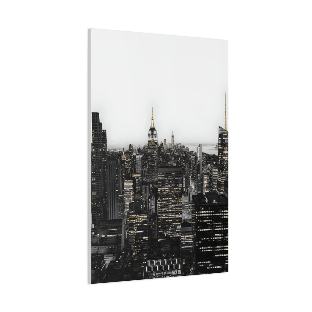 Matte Stretched Canvas Print — Black & White New York City Skyline