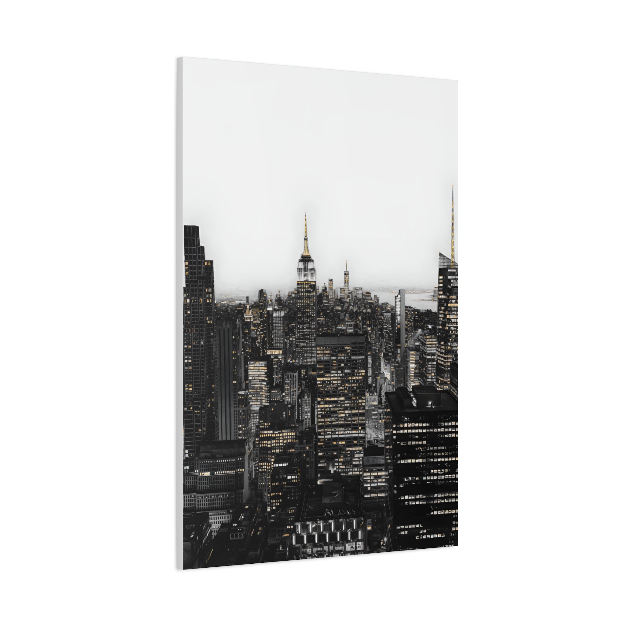 Matte Stretched Canvas Print — Black & White New York City Skyline